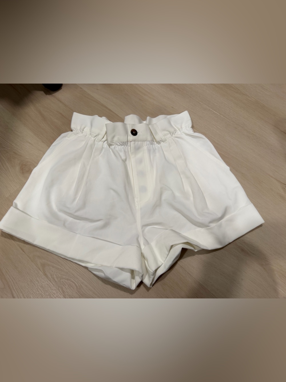 Vici White High-Waist Paperbag Shorts